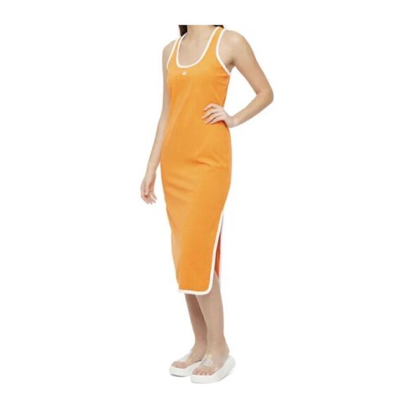 Juicy Couture Y2K Orange Terry Cloth Sleeveless Midi Dress Embroidered Logo XS - Picture 1 of 12